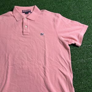 VINEYARD VINES Size Med Mens Whale Placket Polo Shirt Pink Cotton Golf Stretchy